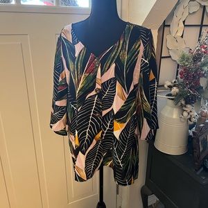 Tropical Ladies V-neck button down blouse size extra large